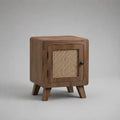 Table de chevet en bois massif avec porte en cannage de rotin, brun noyer, 45 x 40 x 60 cm
