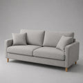 Canapé droit 3 places en tissu gris clair avec pieds en bois, 190 × 84 × 85 cm