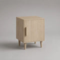 Table de chevet rectangulaire en bois avec porte, décor chêne clair, 40 × 35 × 60 cm