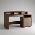 Bureau rectangulaire avec rangements en MDF plaqué noyer, marron noyer et beige, 120 × 55 × 100 cm