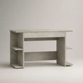 Bureau rectangulaire en panneaux de particules avec rangements latéraux, gris béton, 120 x 50 x 75 cm