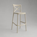 Tabouret de bar en polypropylène crème avec dossier croisé, 46 × 50 × 111 cm, hauteur d’assise 75 cm