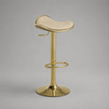 Tabouret de bar réglable et pivotant en similicuir beige et acier doré, 40 × 38 × 66–87 cm