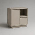 Table de chevet rectangulaire en MDF mélaminé taupe avec 2 portes et 1 niche, 60 × 35 × 70 cm