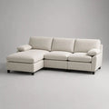 Canapé d’angle 3 places en tissu bouclé écru avec méridienne gauche, 231 × 150 × 84 cm