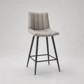 Tabouret de bar gris et noir avec dossier, assise rembourrée en tissu et pieds en acier, 50 × 54 × 104 cm, hauteur d’assise 75 cm