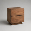 Table de chevet rectangulaire en bois à 2 tiroirs, brun noyer, 45 × 40 × 55 cm