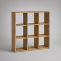 Étagère bibliothèque 9 cases en panneaux de particules mélaminés, chêne naturel, 108 × 30 × 108 cm