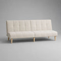 Canapé convertible clic-clac 3 places en polyester beige avec pieds en bois naturel, 180 x 86 x 78 cm