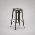 Tabouret de bar haut sans dossier en acier gris anthracite, assise carrée, 43 × 43 × 76 cm
